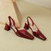 French Style One-Strap Closed-Toe Sandals For Women Summer 2025 New Square Toe Backless Single Shoes Red Chunky Heel_vogvips.com