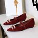 3686-K76 Korean-style Fashion Mary Jane With Rhinestone Buckle, One-strap, Wedge Heel, Suede, Elegant Pointed-toe Single_vogvips.com