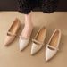 French Evening Wind Rhinestone Pointed Flat Shoes Women's Shallow Mouth Inner Height Increase Nude Single Shoes Commuter Soft Sole_vogvips.com