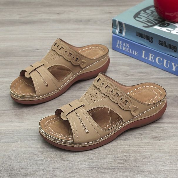 22 New Fashionable Personalized Shoes Large 44 Solid Color Thick Bottom Slippers Women's Sandals_vogvips.com