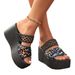 New Sequin Mesh Outside Wear Platform High Heels Fish Mouth Flip-flops_vogvips.com