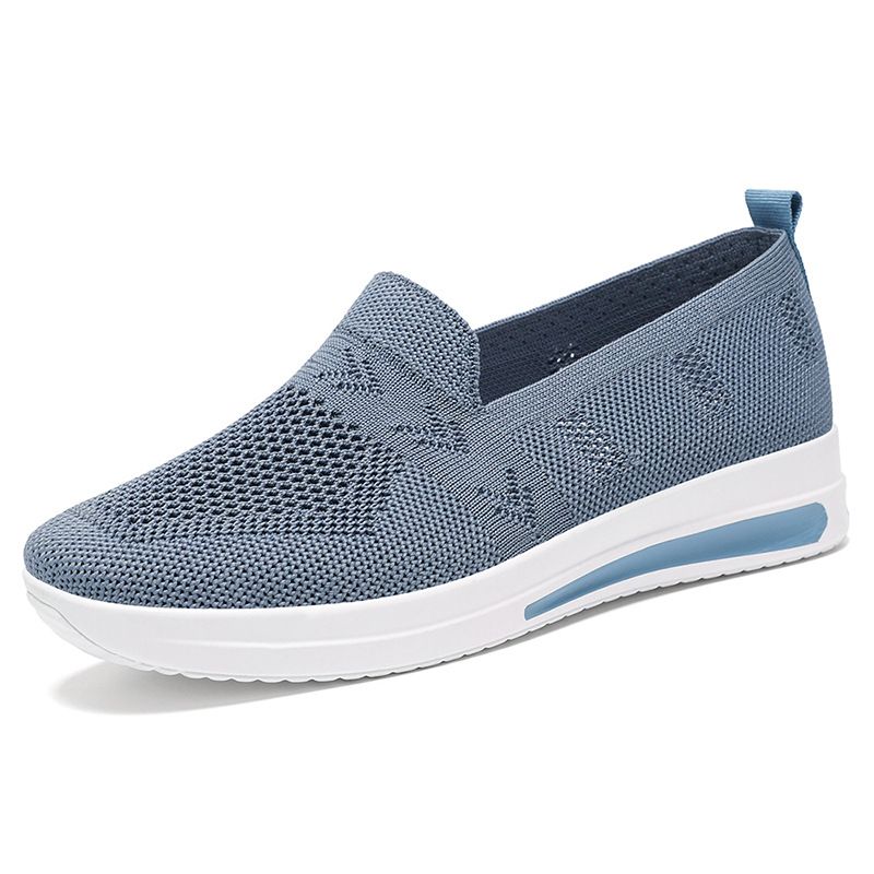 Women's Casual Shoes Fly-woven Breathable Mesh Shoes One Pedal Middle-aged And Elderly Mother Shoes Soft-soled Comfortable Single Shoes_vogvips.com