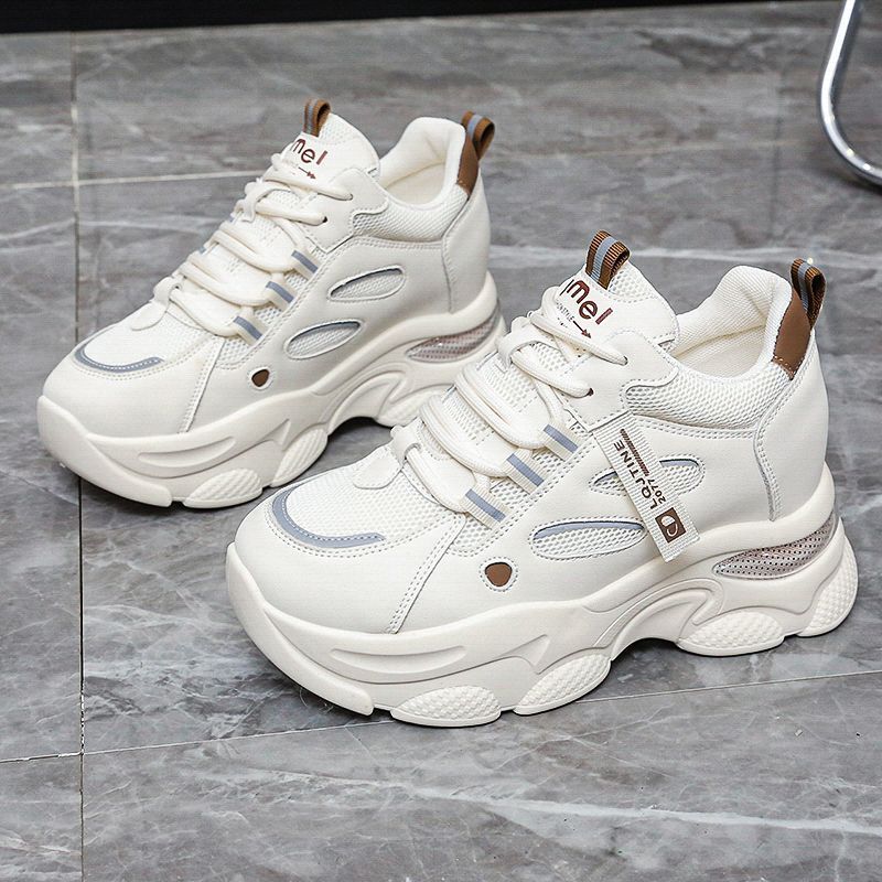 Inner Height Enhancing Dad For Women New All Match Small Size Thick Sole Comfortable Breathable Caual Sport White_vogvips.com