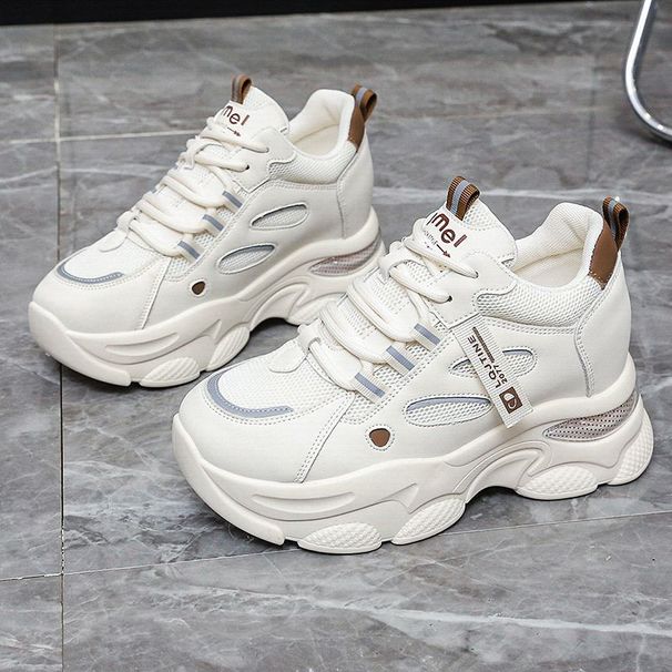 Inner Height Enhancing Dad For Women New All Match Small Size Thick Sole Comfortable Breathable Caual Sport White_vogvips.com