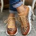 2026 New Thick Soled Round Toe Low Top Leopard Print Single Shoe Women, Spliced Lace Up Sneakers For Women_vogvips.com