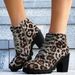 Autumn Winter New High Women's Cross Strap Short Belt Buckle Thick Heel Martin Leather Boots Woman Shoes_vogvips.com