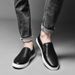 Men's Round Head First Layer Cowhide Casual Men's Board Shoes Sleeve Flat Heel Board Shoes Men's Shoes Shallow Mouth Lace-up Single Shoes_vogvips.com