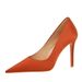 1983-2 Korean Style Spring And Autumn Fashion Simple Satin Stiletto Shallow Pointed Toe Women's Party High Heels Single_vogvips.com