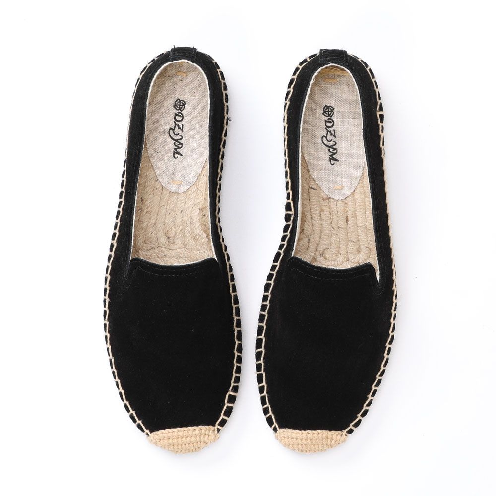 Spring New Fashion Round Toe Casual Cow Suede Solid Color Espadrille Couple Style Lazy Low Top Shoes_vogvips.com