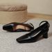 Red High Heels Chunky Heel Comfortable 2025 New Style Elegant OL Formal Work Square Toe Shallow Mouth Single Shoes_vogvips.com