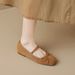 Square Head Single Shoes Women's Flat Bottom Retro Word With Light Mouth Bow Ballet Shoes Soft Sole_vogvips.com