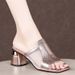 Women's Shoes Fashion Breathable High Heel Thick Heel Fashionable And Comfortable Square Head One Word Sandals Large Size Sandals For Women Summer_vogvips.com