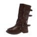 French Style Thick Sole Belt Buckle 2025 Autumn Winter New Women's Chunky Heel Ruched Slouch Mid-Calf Boots_vogvips.com