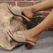 Women's Shoes Large Size Mid Heel Metal Buckle Fish Mouth One Strap Slippers Summer Open Toed Outdoor Rocker Shoes_vogvips.com