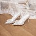 Elegant White Satin High Heeled Shoes With Bows For Women Style Wedding Bridal Sexy Export Quality Shoes For Main Dresses And Banquet Gowns_vogvips.com