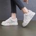 Women's Rhinestone Star Sneakers Fashion Casual Low-Top Shoes Breathable Platform Lace-Up Comfortable Everyday Wear_vogvips.com