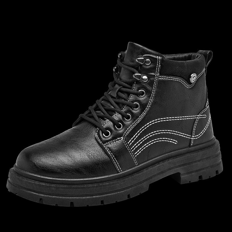 New Leather Spring Men's Shoes High-top Men's Heightening Tooling Martin Boots_vogvips.com