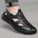 Genuine For Men 2026 New Model Men's Casual Beach Shoes Hollow Leather Sandals Breathable Closed-toe Cross-border Clogs_vogvips.com