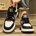 Men's Casual Sneakers - Fashionable Low-Top Breathable Skate Shoes With Thick Sole For Daily Wear (Black/Brown)_vogvips.com
