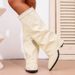 Women's Plus Size Trouser Boots, Autumn/winter New Fashion Hot Selling Chunky Heel Pointed Toe Casual Single Boots._vogvips.com