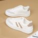 White Sneakers Women, Autumn New Style 2024, Soft Sole Casual Sports For Students, Chic Flat Sneakers, Trendy Women's_vogvips.com