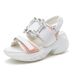 New Rhinestone Square Buckle Sandals Thick Soled Platform Shoes Velcro Sports Women's Shoes Genuine Leather Beach Shoes_vogvips.com