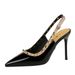 Women's Elegant Pointed Toe Stiletto Heel Dress Pumps With Studs And Ankle Strap For Parties Weddings & Evening Events Single Strap Single Shoes_vogvips.com