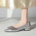 Cameido Elegant Pointed Crystal Rhinestone Thick Heel Shallow Single Shoes For Autumn, Versatile Low Heel Commuting Shoes, Sabot Shoes_vogvips.com