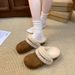 Vintage Closed-Toe Two-Way Casual Thick-Soled Furry For Women Autumn Winter New Lazy Slip-On Cotton Slippers_vogvips.com