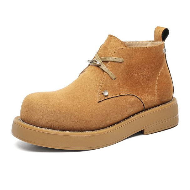 Big Head Derby Shoes Men's Tide Round Head Vintage Martin Boots Tooling Boots High Top Desert Short Boots_vogvips.com