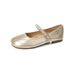 Flat Single Shoes Women's Summer Ballet Shallow Mouth With Skirt Rhinestone Word Belt Mary Jane Shoes_vogvips.com