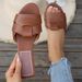 A New Beach Square Head Woven Cross Flat Women Sandals Slippers_vogvips.com
