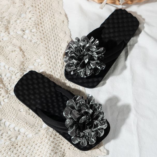 European American Women's Summer Floral-decorated Flip-flops, Macaron-colored Flat Beach Sandals, Breathable,_vogvips.com