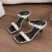 Light Luxury Style Polka Dot Square-toed Women, New Summer Model With A High-end Feel, Black One-strap High-heeled_vogvips.com