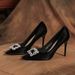 F Rhinestone Square Buckle Stiletto Professional Commuter Elegant Versatile High Heels Women S Shoes_vogvips.com
