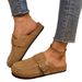 Women's Retro Platform Slippers With Buckle Export Style Closed Toe Plus Size 45 New Spring_vogvips.com
