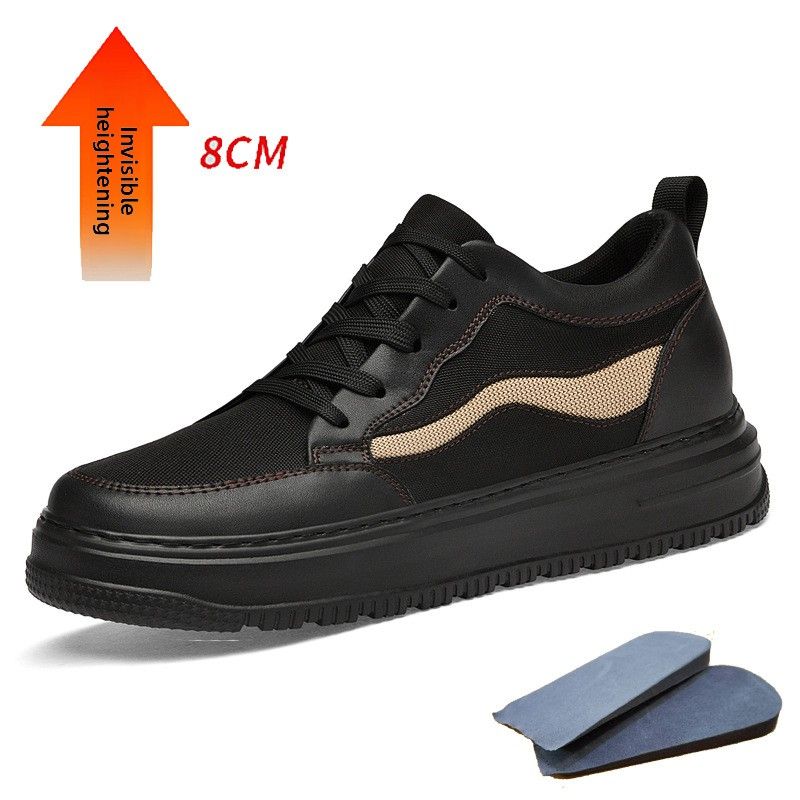 Invisible Inner Heightening Board Shoes Little White Shoes Sports Casual Shoes Non-slip Thick Baseplate Shoes Round Head Men_vogvips.com