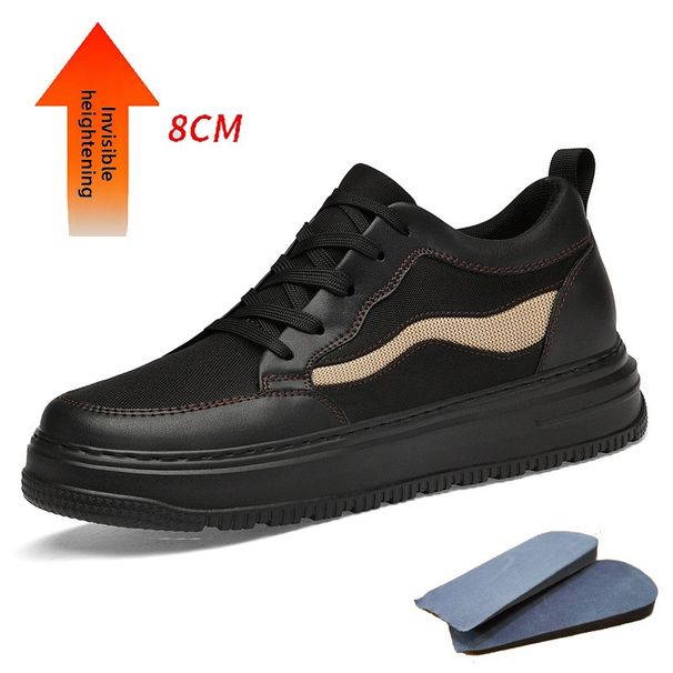 Invisible Inner Heightening Board Shoes Little White Shoes Sports Casual Shoes Non-slip Thick Baseplate Shoes Round Head Men_vogvips.com
