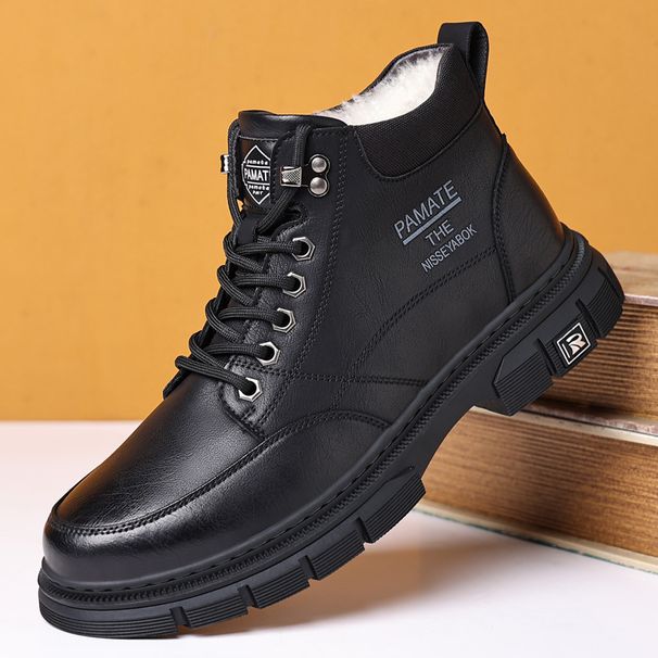 European Warm Series New Men's Winter Fleece Lined Warm Non-Slip Casual High-Top Business Cotton Leather Shoes Martin Boots_vogvips.com