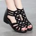 Leather Roman For Women Summer 2025 New Soft Sole Mom Shoes Fashionable Outdoor Women's Wedge Sandals_vogvips.com