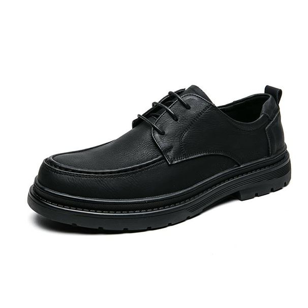 Fashionable Men's New British Black Business Formal Wear Derby Shoes Lace-up Leather British Brown Banquet Dress Wedding Leather Shoes_vogvips.com