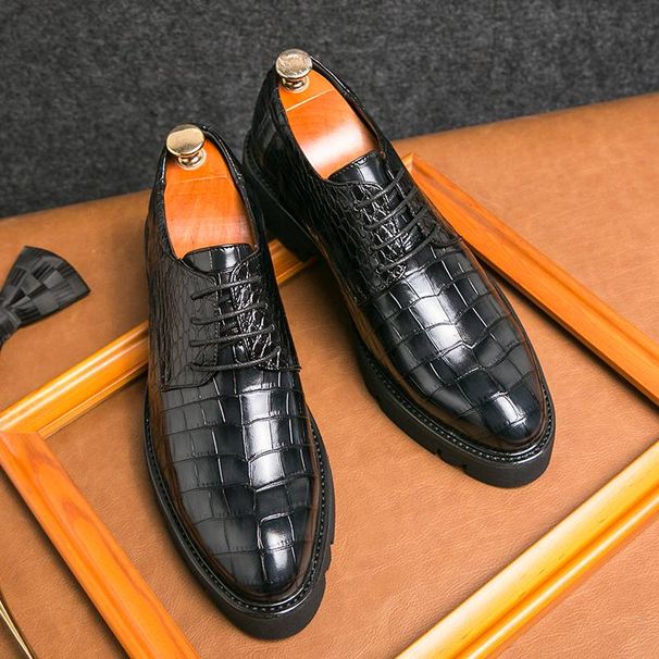 Fashionable Men's New British Black Business Formal Wear Derby Shoes Lace-up Leather British Brown Banquet Dress Wedding Leather Shoes_vogvips.com