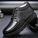 KL8819 Cow Leather Men's Casual Boots With Wool Lining Black, Choose Size And Tell Seller_vogvips.com
