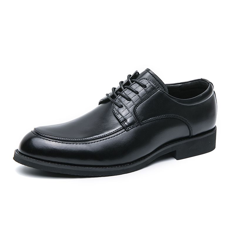 New Black And White Color-block Carved Brick Men's Shoes For Men's Business Leather British Derby Shoes Pointed Toe Banquet Wedding Leather Shoes_vogvips.com