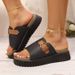 Fashionable Buckle Strap Foreign Trade Shoes, Cross-border European And American Large Size Solid Color Thick-soled_vogvips.com