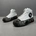 Leather Board Versatile Men's Light Luxury High-End Drip Glue Niche Trendy High Top Shoes_vogvips.com