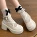 Women's Summer Thick-Soled Mary Jane Leather With Buckle, Round Toe, French Retro Style, Chunky High Heel Single Shoes_vogvips.com