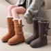 Tall Snow Boots Women's Thick-soled Piled Thickened Medium And Long Snow Cotton Boots Cotton Shoes_vogvips.com