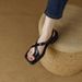 French Style Flat Toe Clip Sandals For Women 2024 Summer New Brown Retro Black Comfortable Roman Shoes_vogvips.com