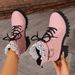 Winter Women's Lace-Up High Heeled Ankle Boots British Style Plus Size Chunky Heel Platform Lace Trim Size 43_vogvips.com